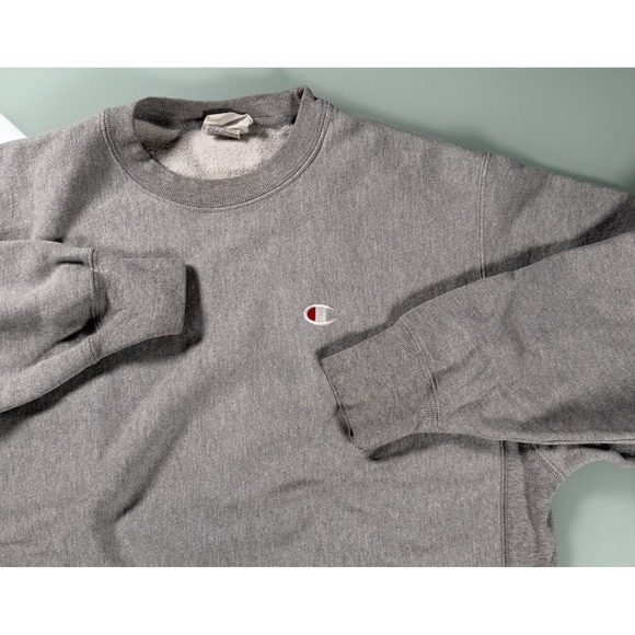 Champion Reverse Weave Crewneck Sweatshirt Gray Mens LRG - Picture 1 of 13